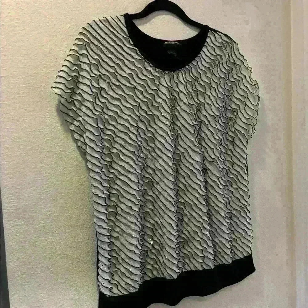 Notations white/black sequence blouse